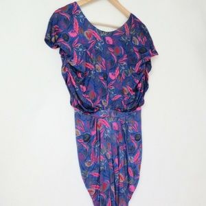 Saloni apsara blue jersey floral drapy midi jersey